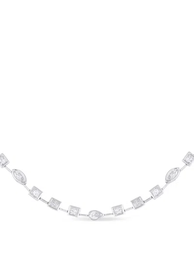 Pre-owned Lb Exclusive 18kt White Gold Diamond Necklace In Silver