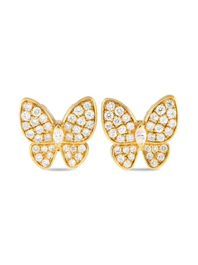 Pre-owned Lb Exclusive 18kt Yellow Gold Butterfly Diamond Earrings