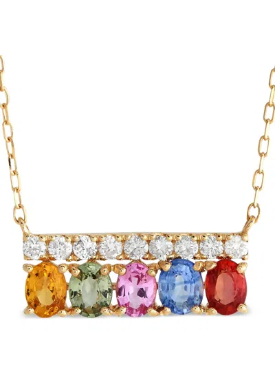 Pre-owned Lb Exclusive 18kt Yellow Gold Diamond And Sapphire Pendant Necklace