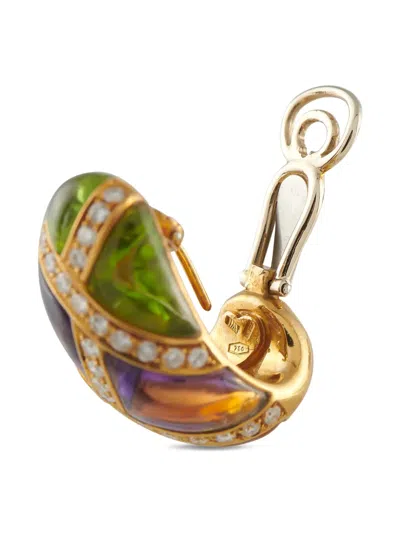 Pre-owned Lb Exclusive 18kt Yellow Gold Multi-stone Earrings