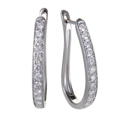 Lb Exclusive ~1ct 14k White Gold Diamond Oval Hoop Earrings Aer-14266w