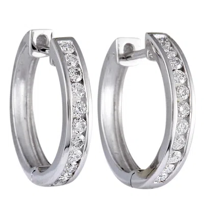 Lb Exclusive ~.50ct Small 14k White Gold Diamond Hoop Earrings