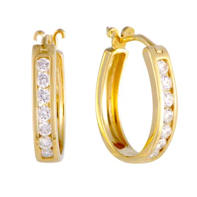 Lb Exclusive ~.50ct Small 14k Yellow Gold Diamond Hoop Earrings