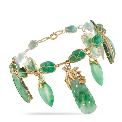 Lb Exclusive 9k Yellow Gold Jade Bracelet Mf14-022326 In Multi