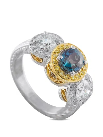 Pre-owned Lb Exclusive Alexandrite And Diamond Ring In Silver