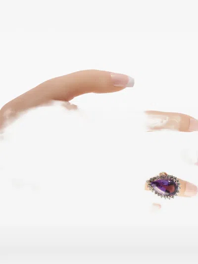 Pre-owned Lb Exclusive Amethyst And Diamond Halo Ring In Pink