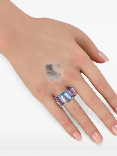 Pre-owned Lb Exclusive Amethyst And Topaz Bypass Ring In Silver