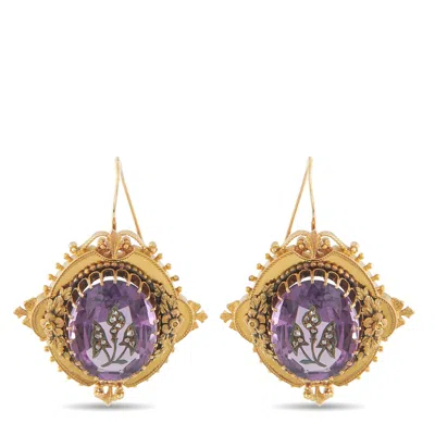 Lb Exclusive Antique 14k Yellow Gold Amethyst Earrings Mf19-022326