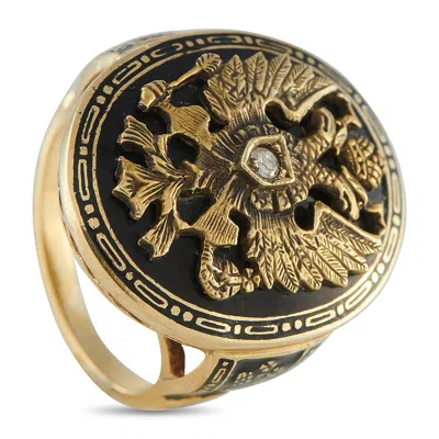 Lb Exclusive Antique 14k Yellow Gold Enamel Russian Ring Mf07-070125