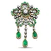 Lb Exclusive Antique 18k Rose Gold, Silver 1.50ct Diamond And Emerald Brooch Mf21-090525 In Gold