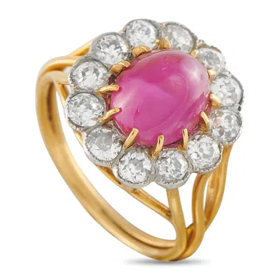 Lb Exclusive Antique 18k Yellow Gold 1.20ct Diamond And Ruby Ring Mf21-050726 In Multi
