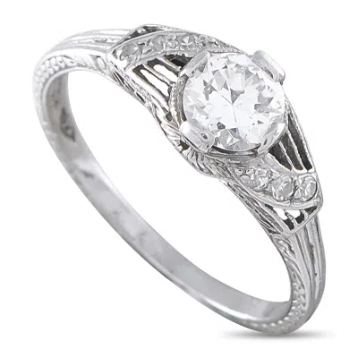 Lb Exclusive Antique Platinum 0.55ct Diamond Engagement Ring Mf19-062526 In Silver