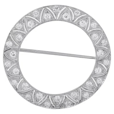 Pre-owned Lb Exclusive Antique Platinum 1.0ct Diamond Open Circle Brooch Mf09-062426 In Multiple