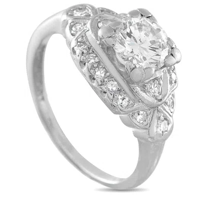 Lb Exclusive Antique Platinum 1.10ct Diamond Engagement Ring Mf06-041626 In Metallic
