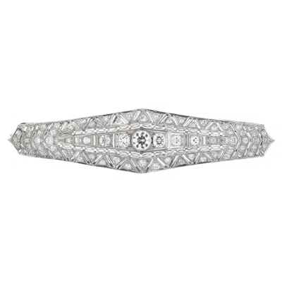 Pre-owned Lb Exclusive Antique Platinum 2.0ct Diamond Brooch Mf06-062526 In Multiple