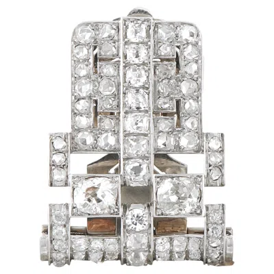 Pre-owned Lb Exclusive Antique Platinum And 18k White Gold 4.75ct Diamond Brooch Clip Mf20-062926