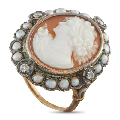 Lb Exclusive Antique Victorian 14k White Gold And Silver Cameo Ring Mf03-050726 In Metallic