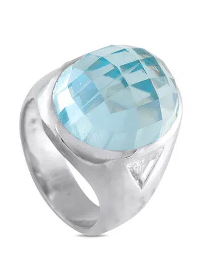 Pre-owned Lb Exclusive Aquamarine And Diamond Ring In Silver