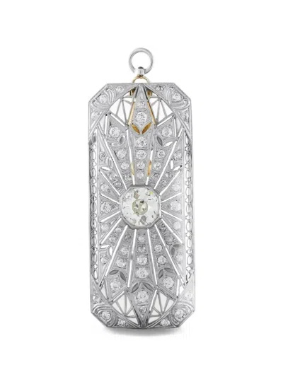 Pre-owned Lb Exclusive Art Deco Diamond Brooch In Silver