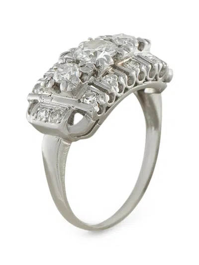 Pre-owned Lb Exclusive Art Deco Diamond Ring In Silver