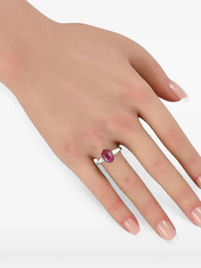 Pre-owned Lb Exclusive Art-deco Ruby And Diamond Ring In Silver