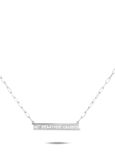 Pre-owned Lb Exclusive Bar Link Diamond Necklace In Silver