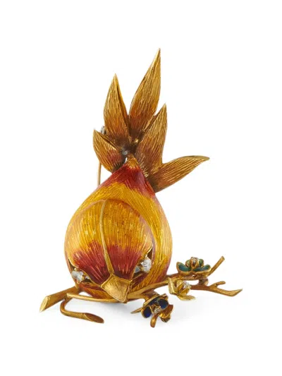 Pre-owned Lb Exclusive Bird Diamond Brooch In Gold