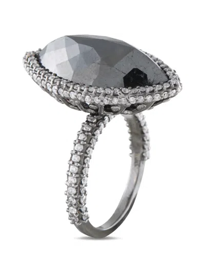 Pre-owned Lb Exclusive Black Diamond And White Diamond Ring In Silver