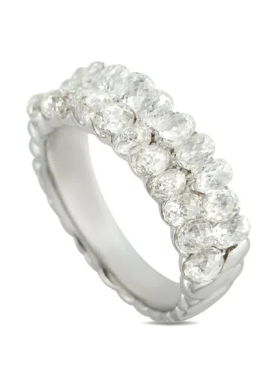Pre-owned Lb Exclusive Briolette-diamond Embellished Ring In Silver