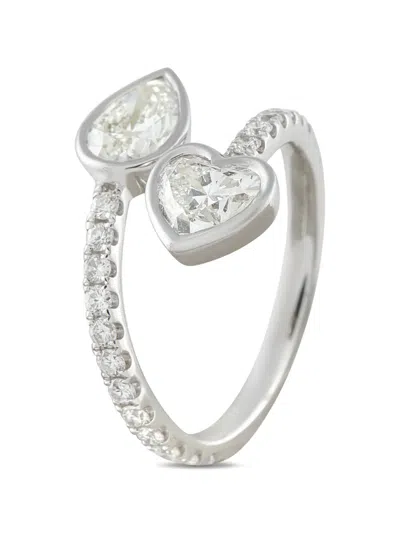Pre-owned Lb Exclusive Bypass Diamond Ring In Silver