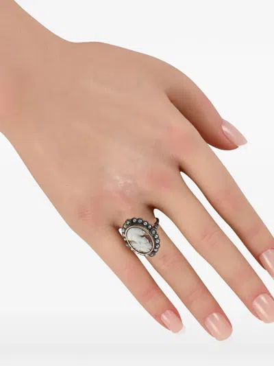 Pre-owned Lb Exclusive Cameo And Diamond Ring In Gold