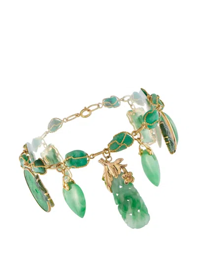 Pre-owned Lb Exclusive Charm Jade 9k Yellow Gold Bracelet