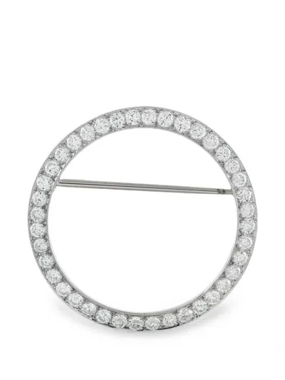 Pre-owned Lb Exclusive Circle-shape Diamond Brooch In Silver
