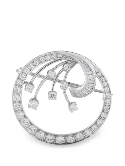 Pre-owned Lb Exclusive Circle-shape Diamond Brooch In Silver