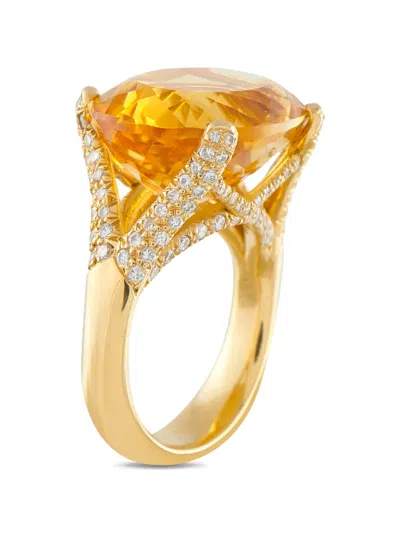 Pre-owned Lb Exclusive Citrine And Diamond Ring In Gold
