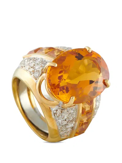 Pre-owned Lb Exclusive Citrine And Diamond Ring In Gold