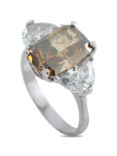 Pre-owned Lb Exclusive Cognac Diamond Ring In Silver
