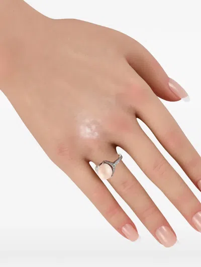 Pre-owned Lb Exclusive Conch Pearl And Diamond Ring In Silver