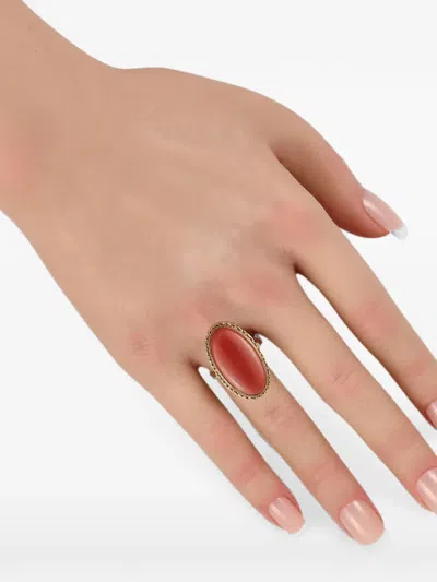 Pre-owned Lb Exclusive Coral Cocktail Ring In Gold