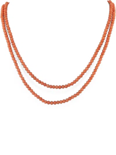Pre-owned Lb Exclusive Coral Double-strand Necklace In Orange