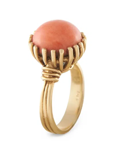 Pre-owned Lb Exclusive Coral Ring In Gold