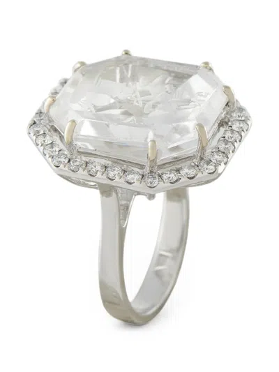 Pre-owned Lb Exclusive Cupid Diamond Intaglio Ring In Silver