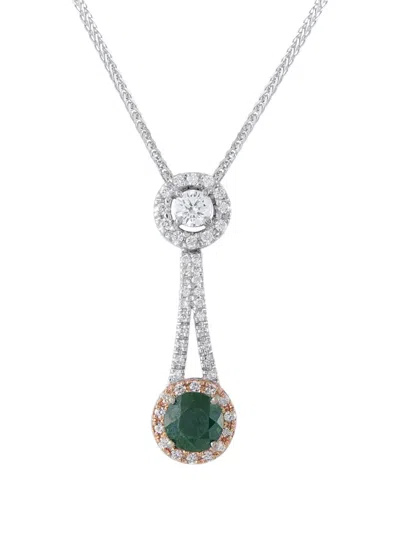 Pre-owned Lb Exclusive Demantoid And Diamond Necklace In Silver
