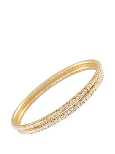Pre-owned Lb Exclusive Diamond 18k Yellow Gold Bangle Bracelet Set