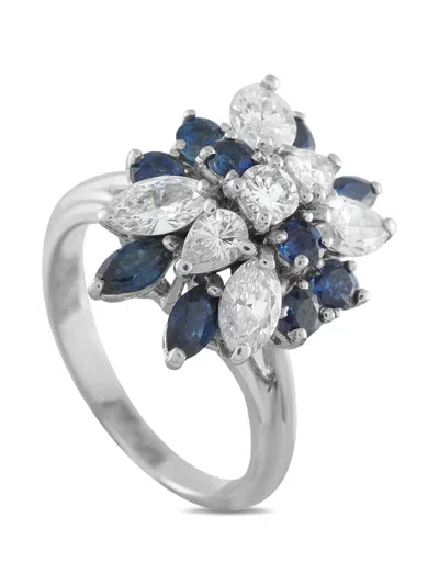 Pre-owned Lb Exclusive Diamond 2.0ct Sapphire 0.85ct 18k White Gold Ring In Silver