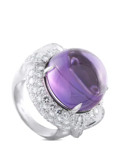 Pre-owned Lb Exclusive Diamond And Amethyst Ring In Silver