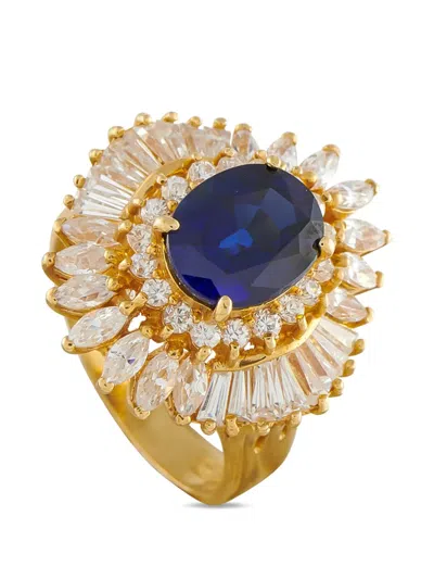 Pre-owned Lb Exclusive Diamond And Blue Sapphire Ring In Gold