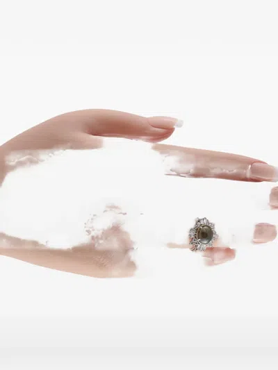 Pre-owned Lb Exclusive Diamond And Cats-eye Ring In Silver