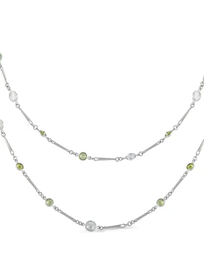 Pre-owned Lb Exclusive Diamond And Demantoid Necklace In Silver