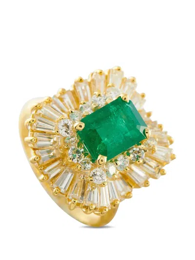 Pre-owned Lb Exclusive Diamond And Emerald Ring In Gold